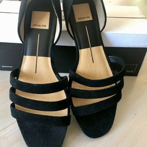 Dolce Vita Deidra Three-Strap Black Suede Sandals